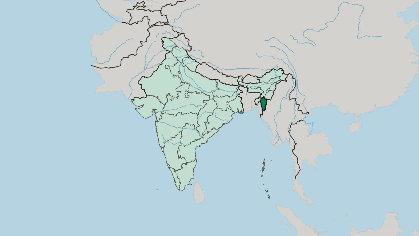 Map of Mizoram in India