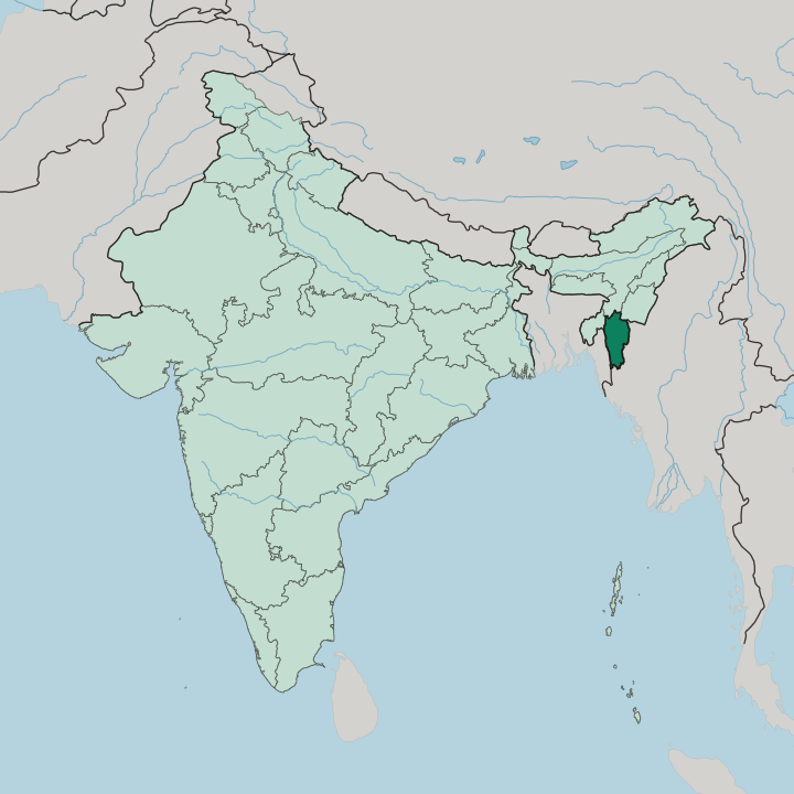 Map showing Mizoram — In India