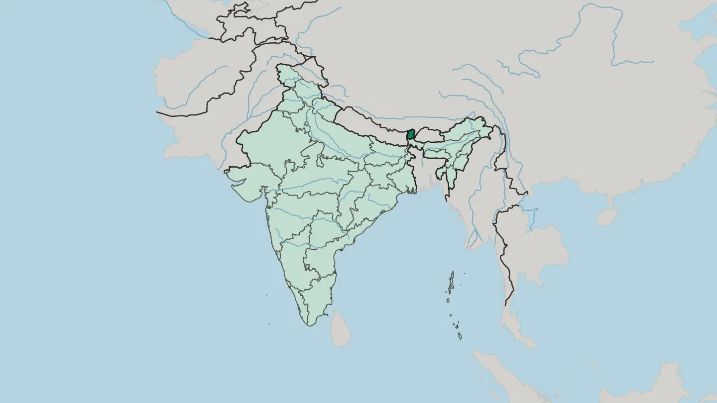 Map of Sikkim in India