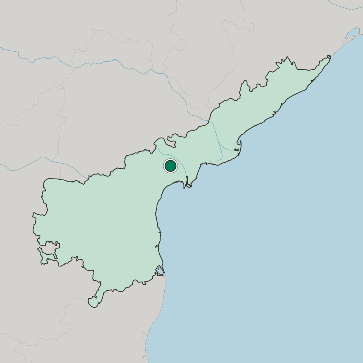 Map showing Guntur — In State of Andhra Pradesh