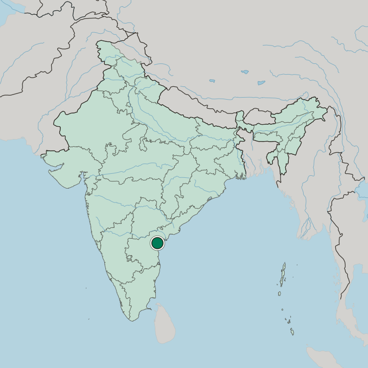 Map showing Ongole — In India