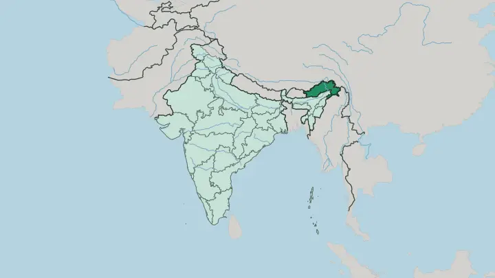 Map of State of Arunāchal Pradesh in India