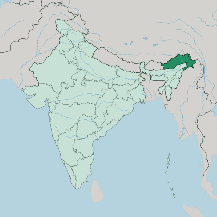Map showing State of Arunāchal Pradesh — In India