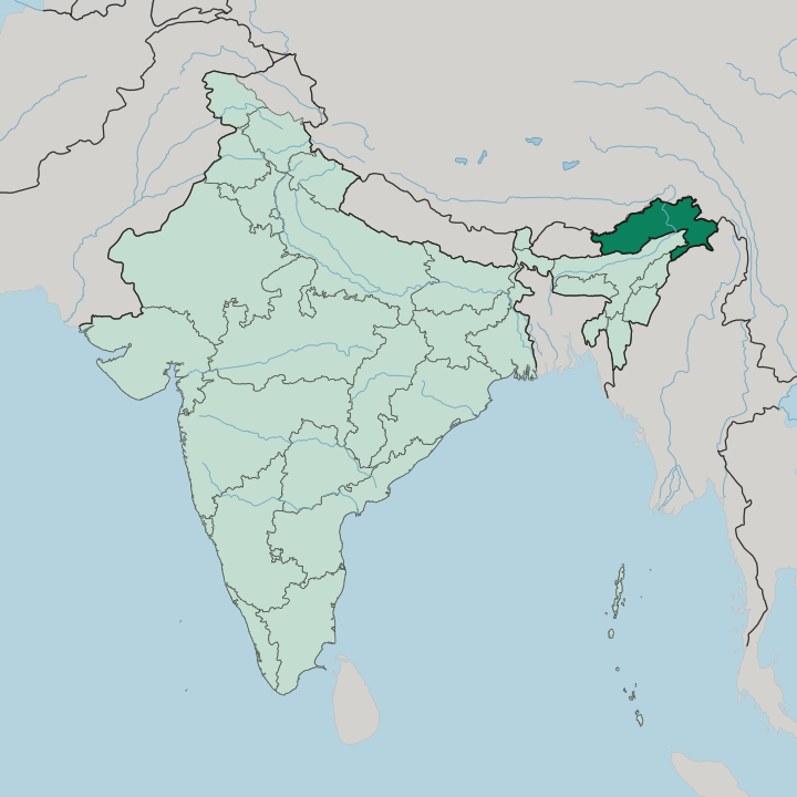 Map showing State of Arunāchal Pradesh — In India