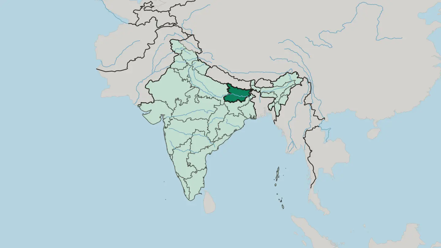 Map of State of Bihar in India