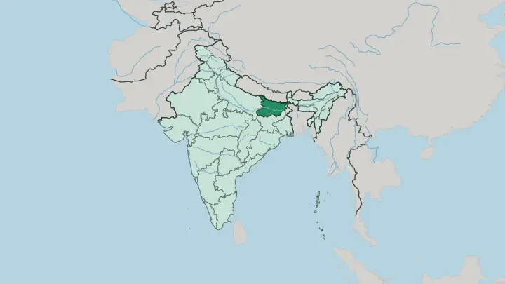 Map of State of Bihar in India