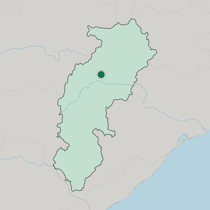 Map showing Bilāspur — In State of Chhattīsgarh