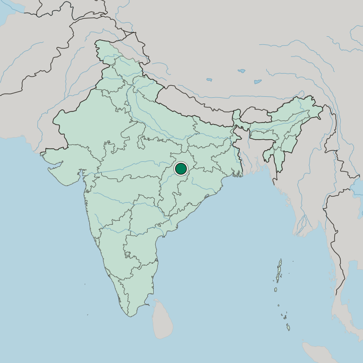 Map showing Korba — In India