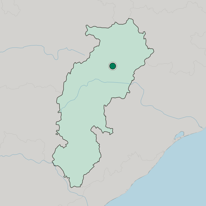 Map showing Korba — In State of Chhattīsgarh