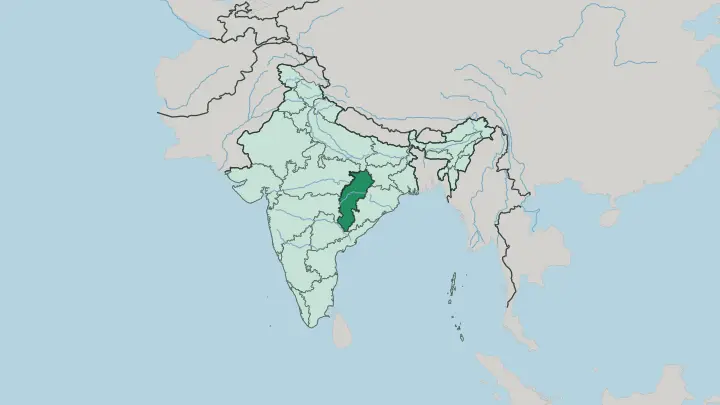 Map of State of Chhattīsgarh in India