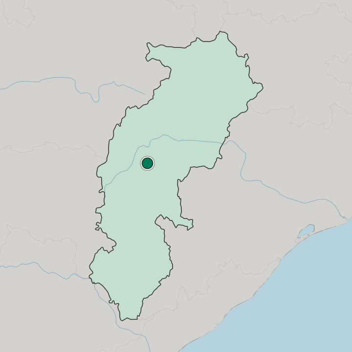Map showing Raipur — In State of Chhattīsgarh