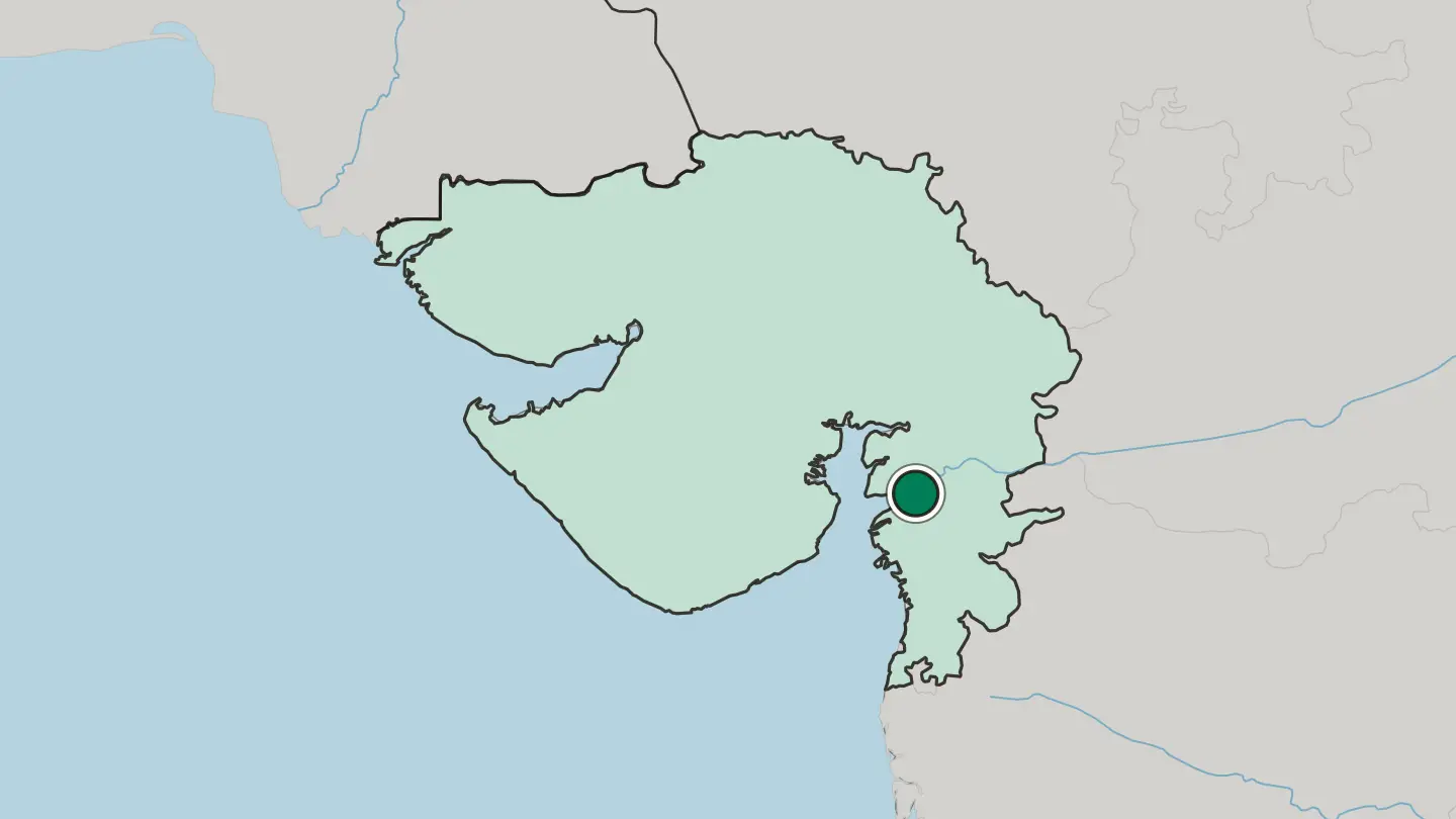 Map of Bharūch in India