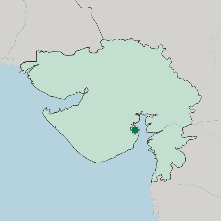 Map showing Bhavnagar — In State of Gujarāt
