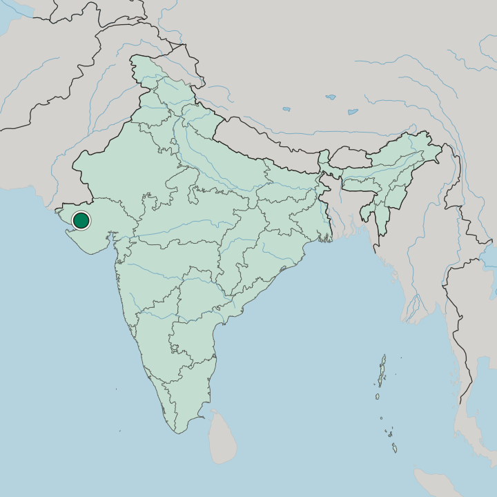 Map showing Gāndhīdhām — In India