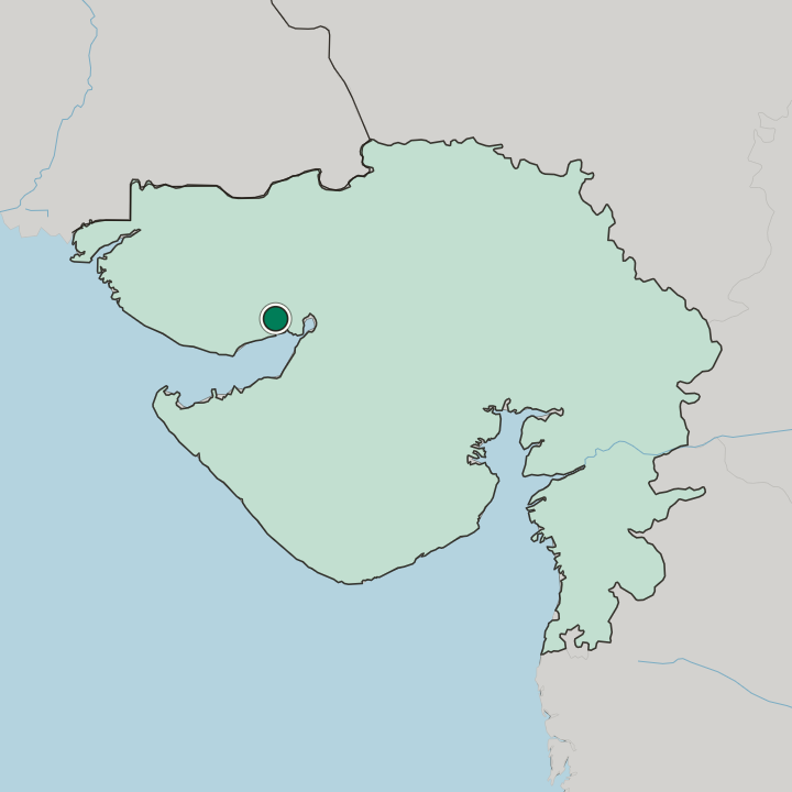 Map showing Gāndhīdhām — In State of Gujarāt