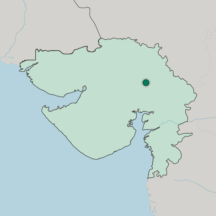 Map showing Gandhinagar — In State of Gujarāt