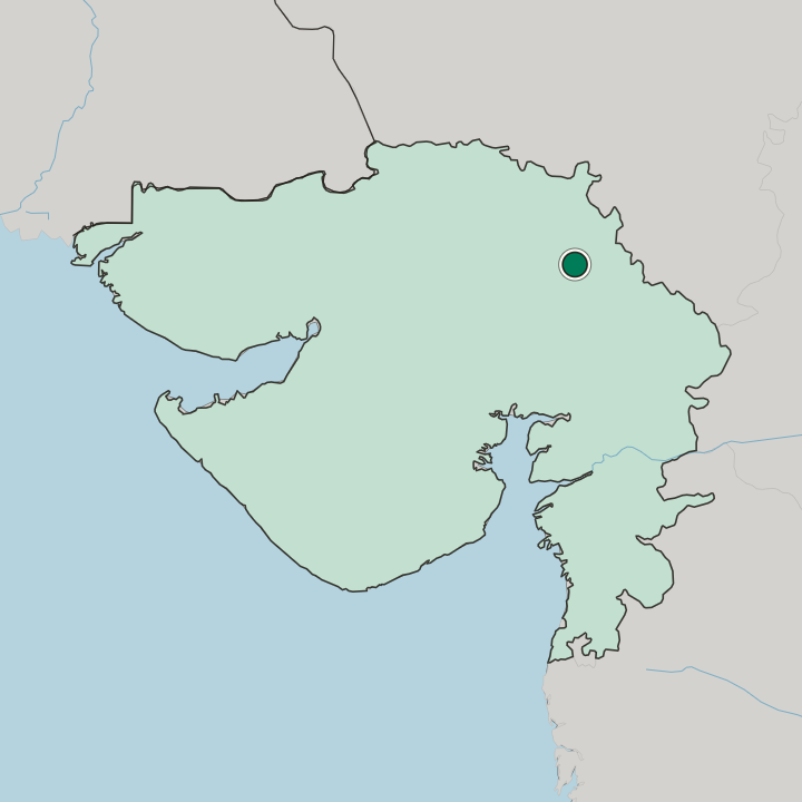Map showing Himatnagar — In State of Gujarāt