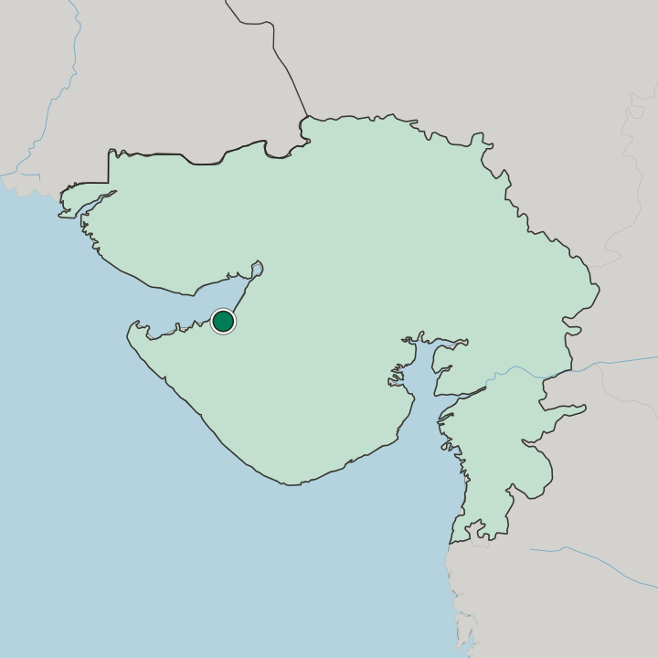 Map showing Jamnagar — In State of Gujarāt