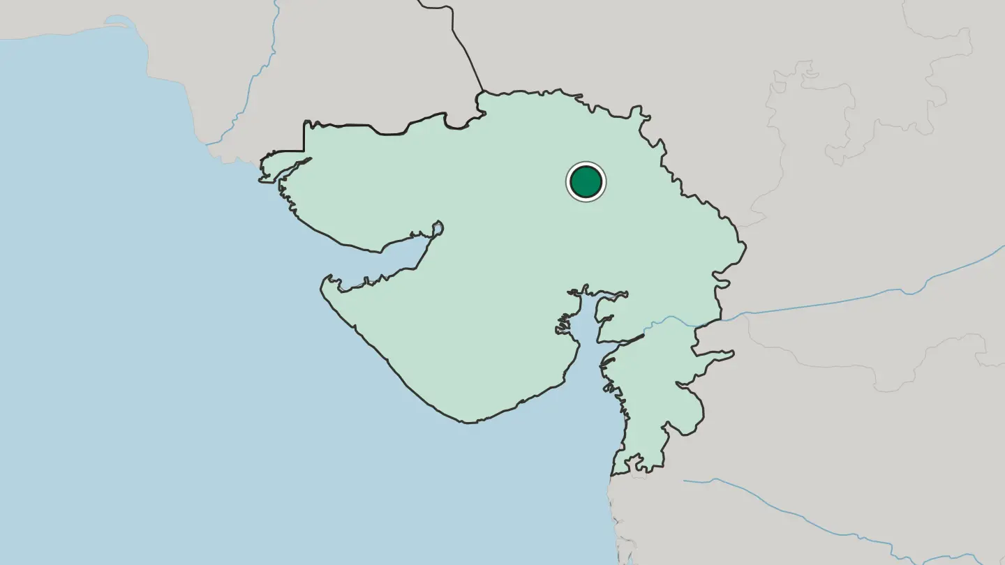 Map of Mahesāna in India