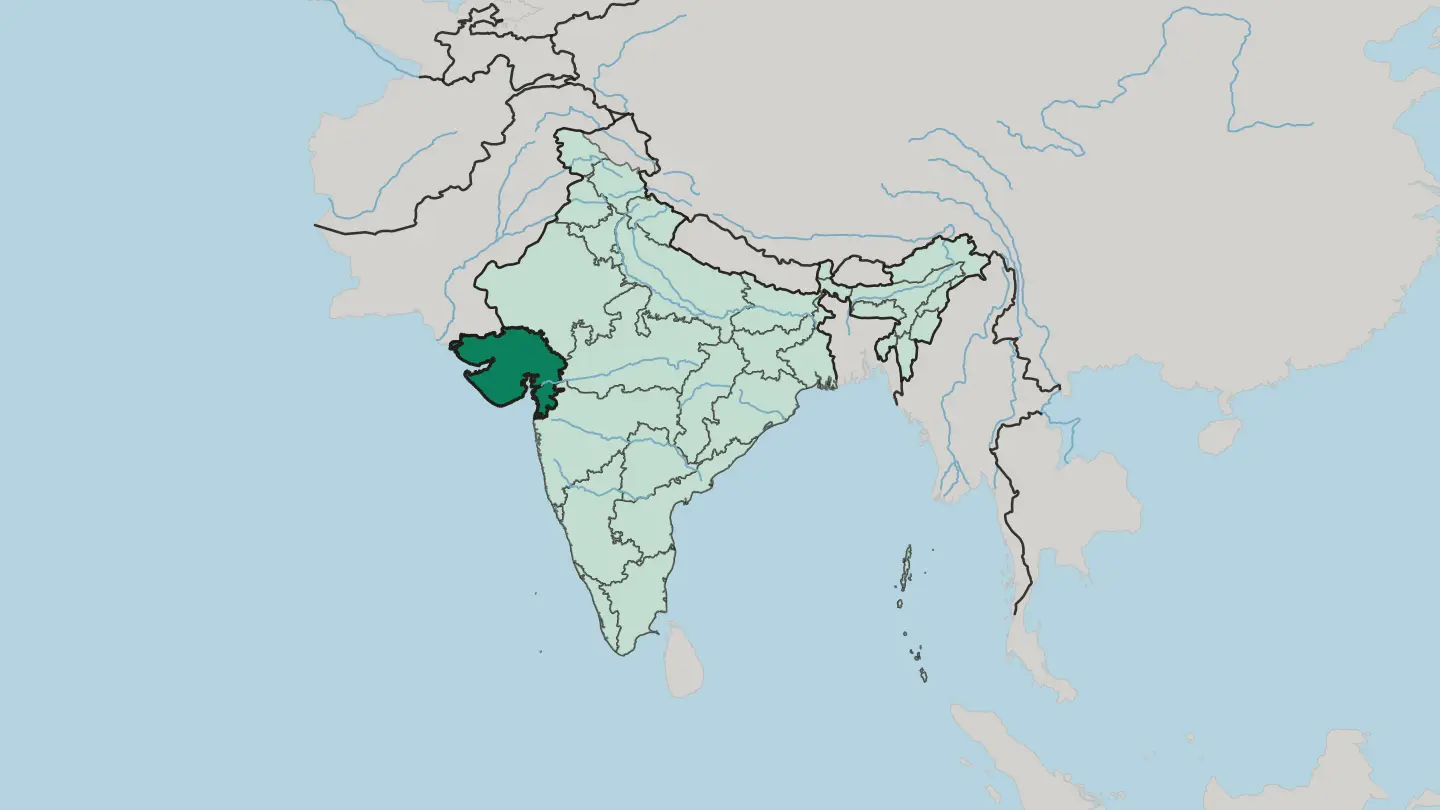 Map of State of Gujarāt in India