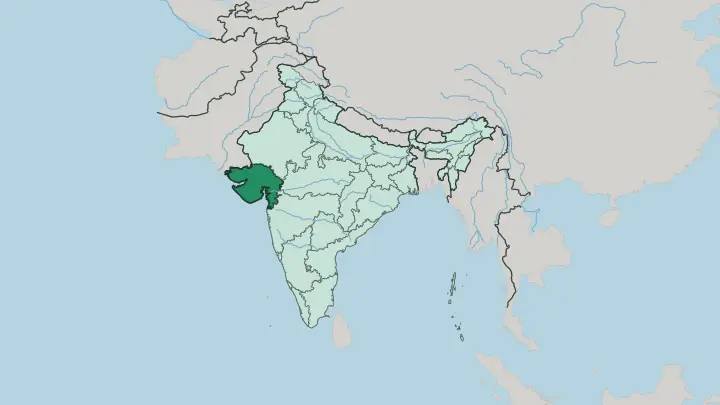 Map of State of Gujarāt in India