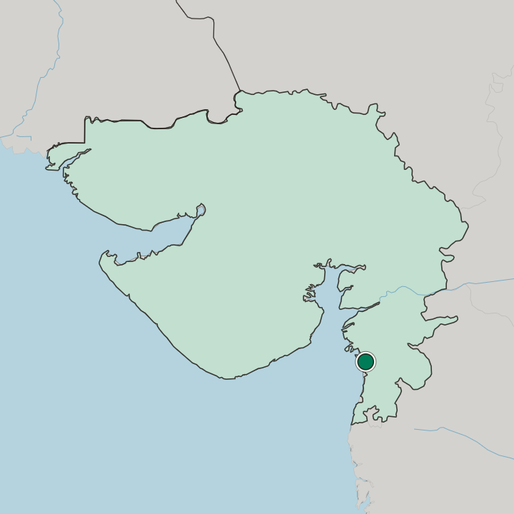 Map showing Navsari — In State of Gujarāt