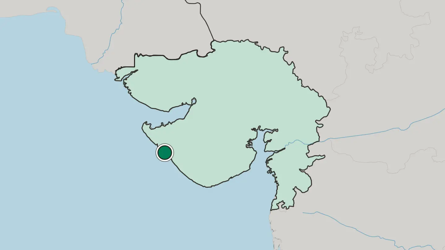 Map of Porbandar in India