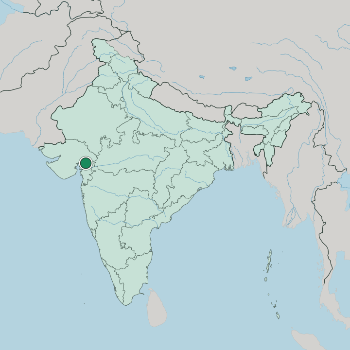 Map showing Vadodara — In India