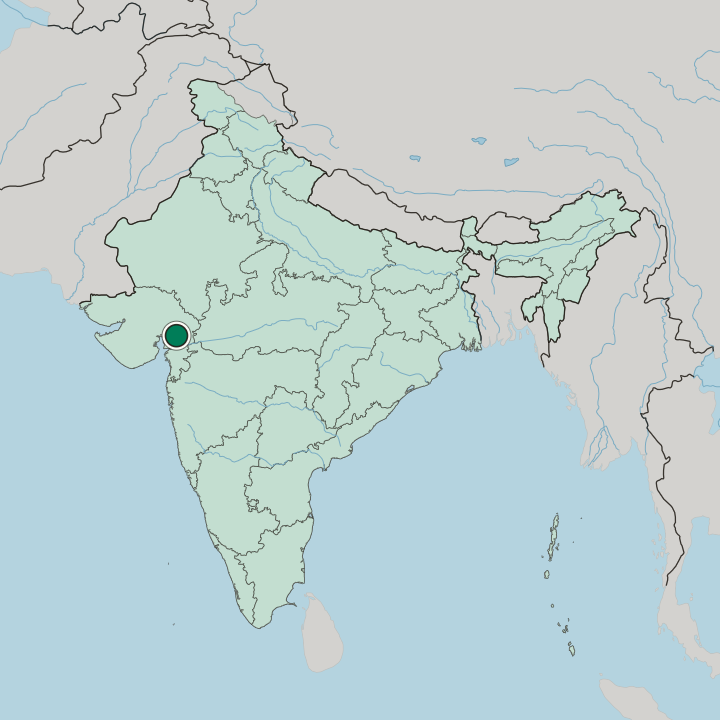 Map showing Vadodara — In India