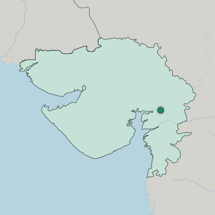 Map showing Vadodara — In State of Gujarāt