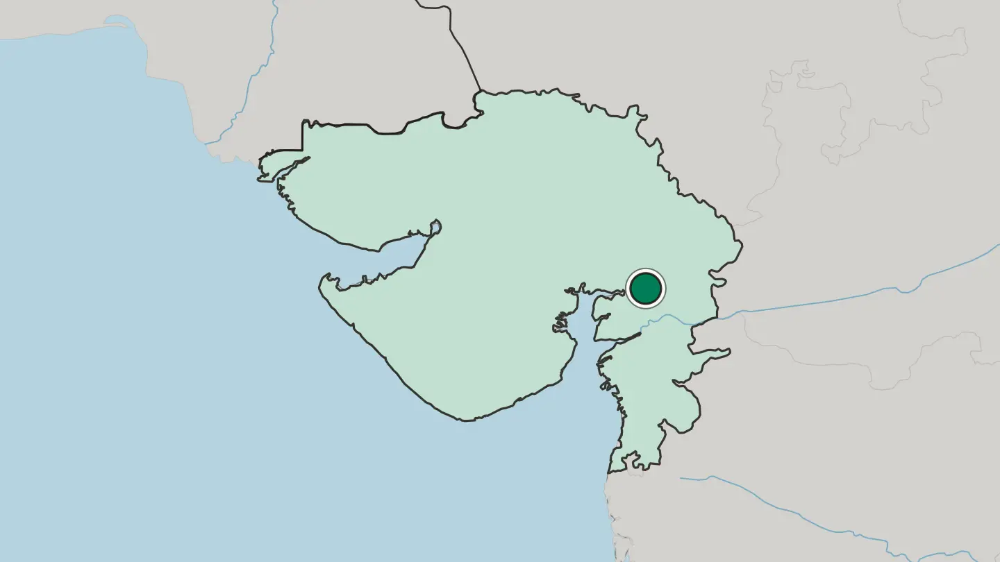 Map of Vadodara in India