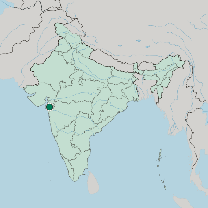 Map showing Valsād — In India