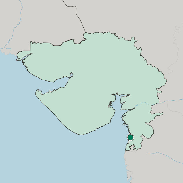 Map showing Valsād — In State of Gujarāt