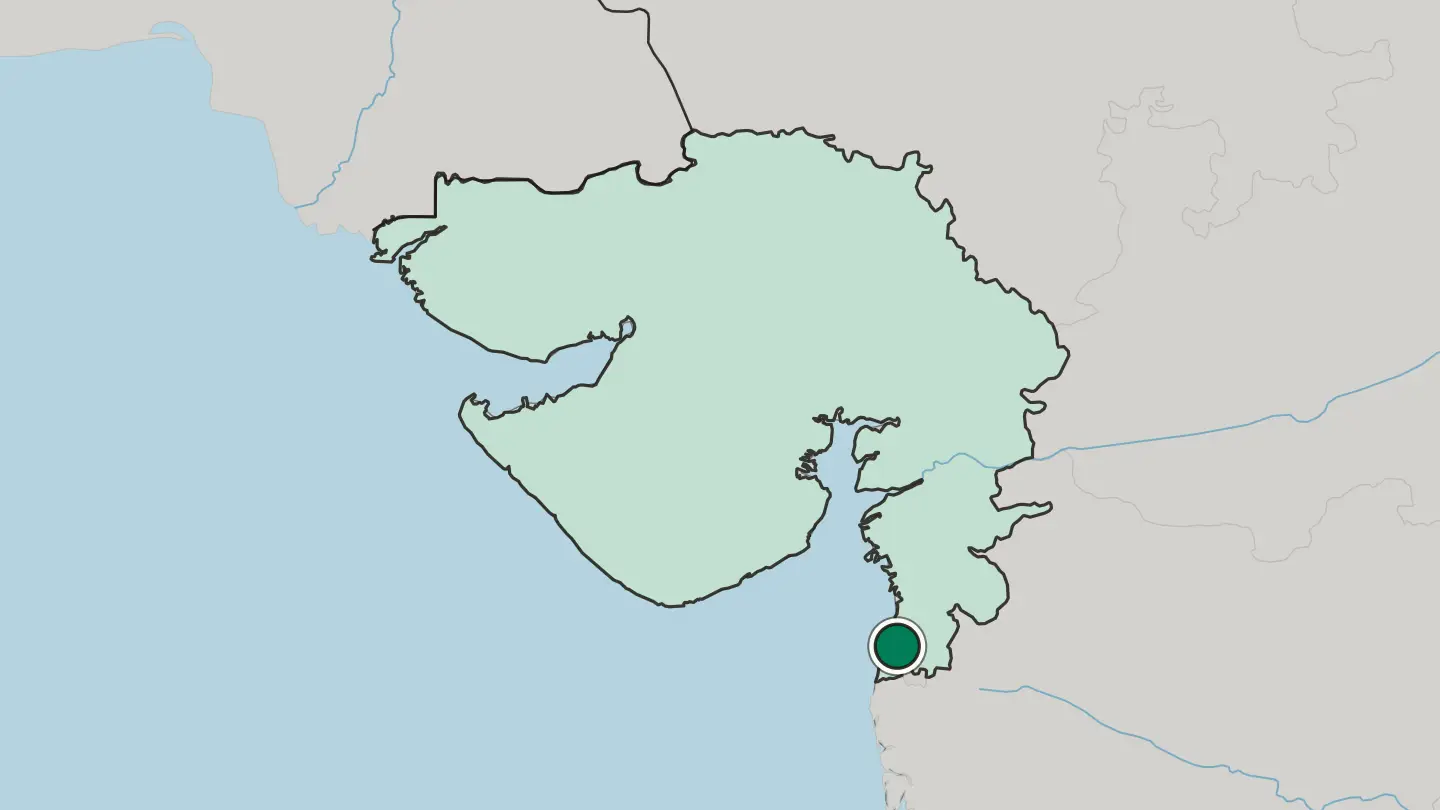 Map of Vapi in India