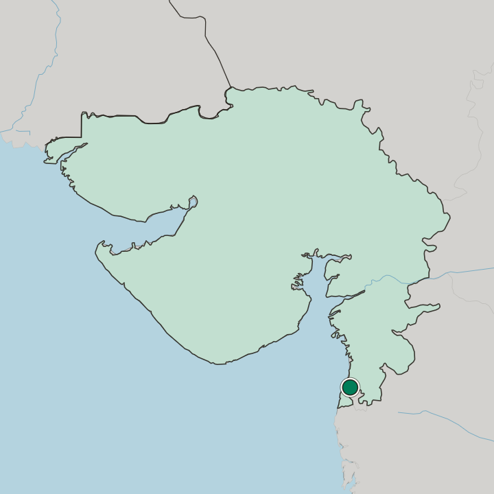 Map showing Vapi — In State of Gujarāt