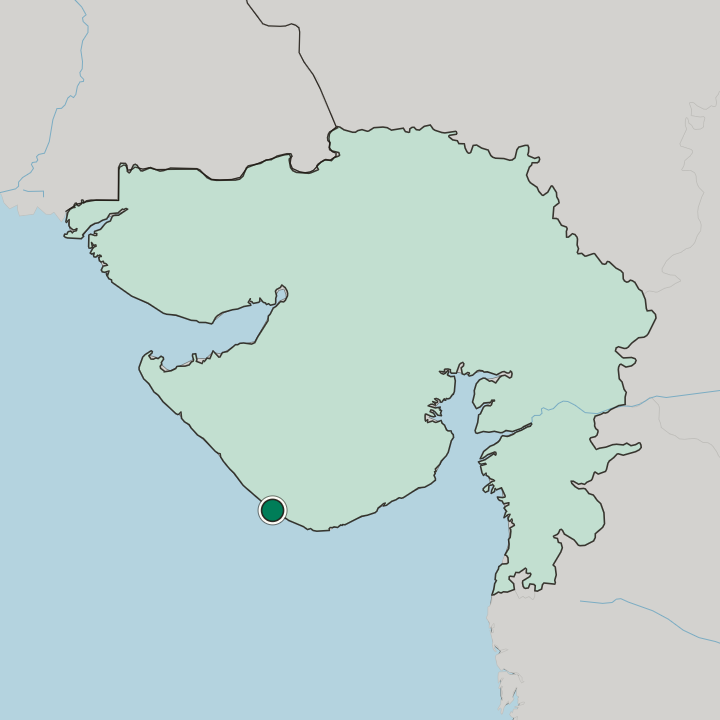 Map showing Verāval — In State of Gujarāt