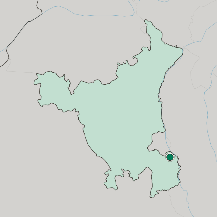 Map showing Faridabad — In State of Haryāna