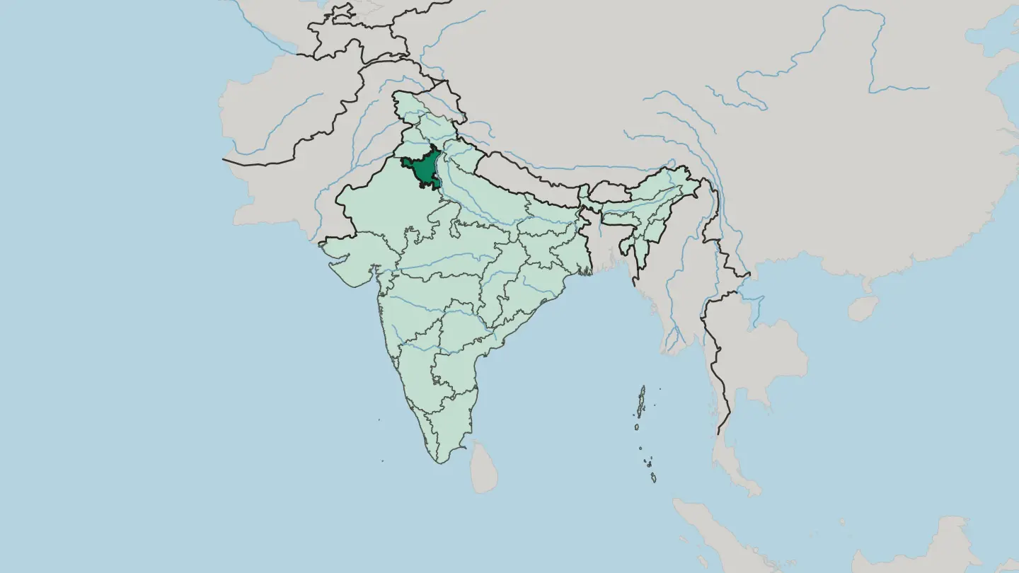 Map of State of Haryāna in India
