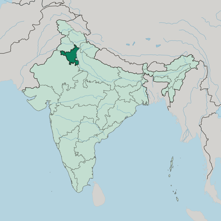 Map showing State of Haryāna — In India