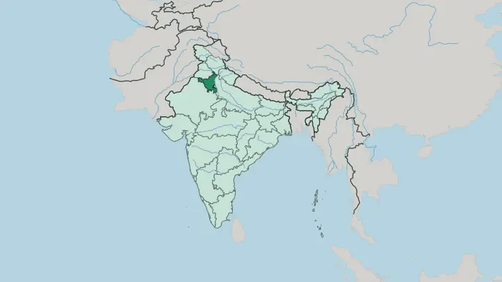 Map of State of Haryāna in India