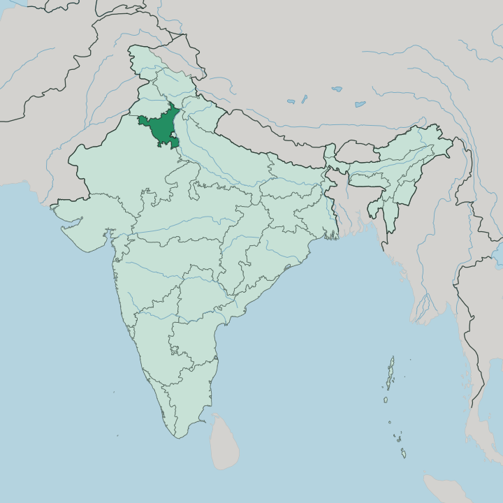 Map showing State of Haryāna — In India