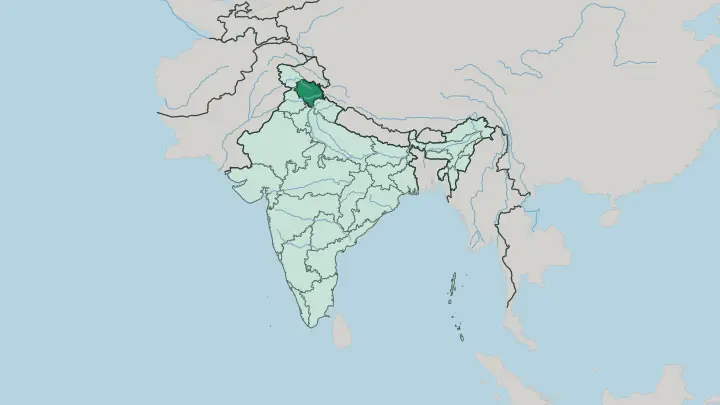 Map of State of Himāchal Pradesh in India