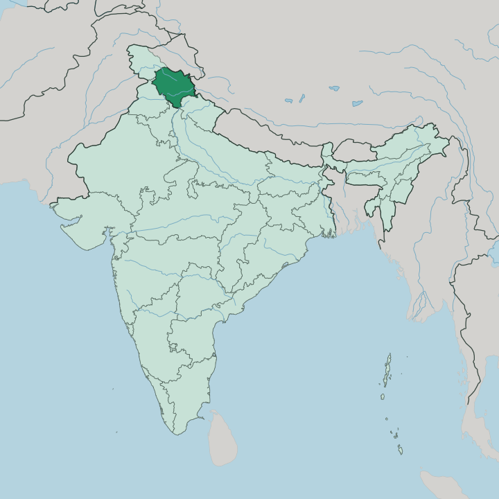 Map showing State of Himāchal Pradesh — In India