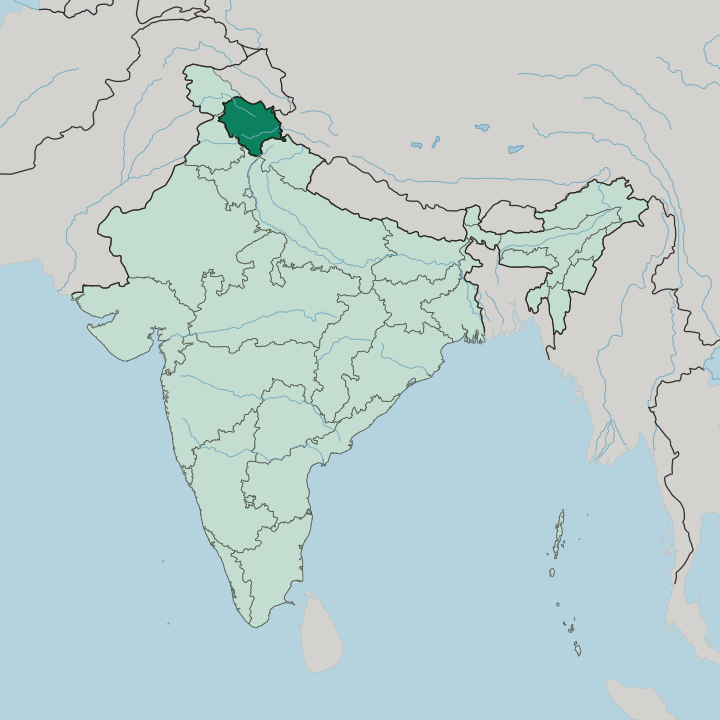 Map showing State of Himāchal Pradesh — In India