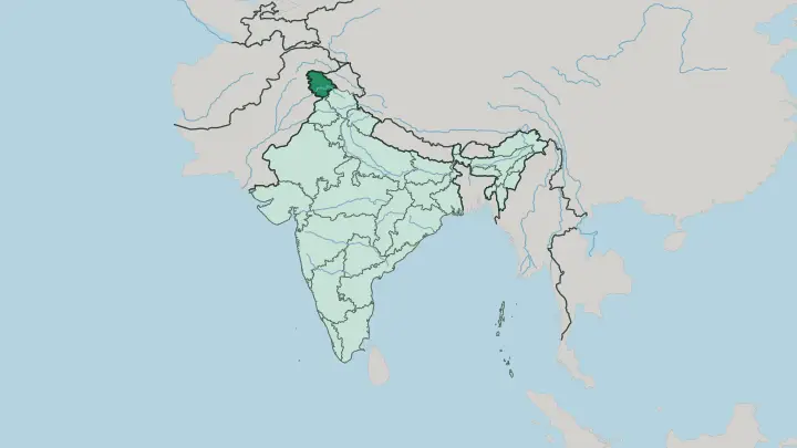Map of State of Jammu and Kashmīr in India