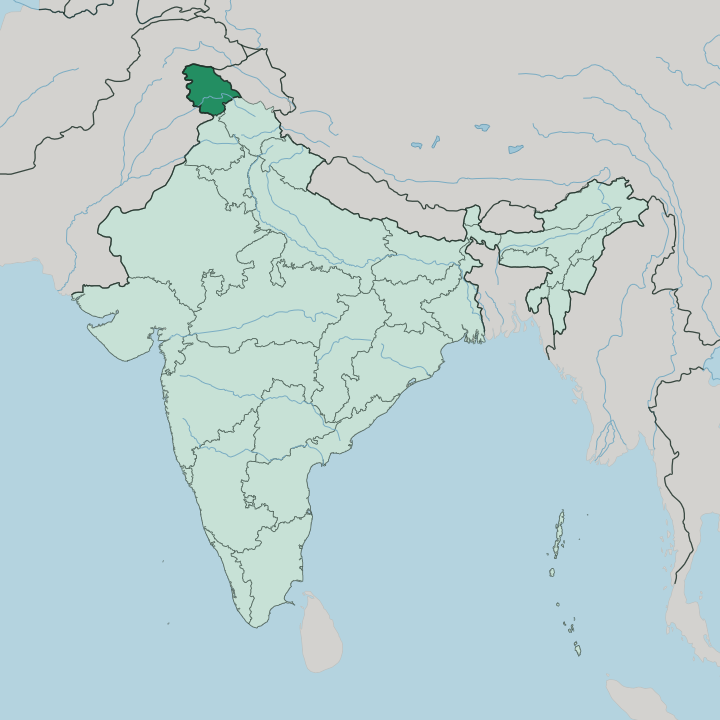 Map showing State of Jammu and Kashmīr — In India