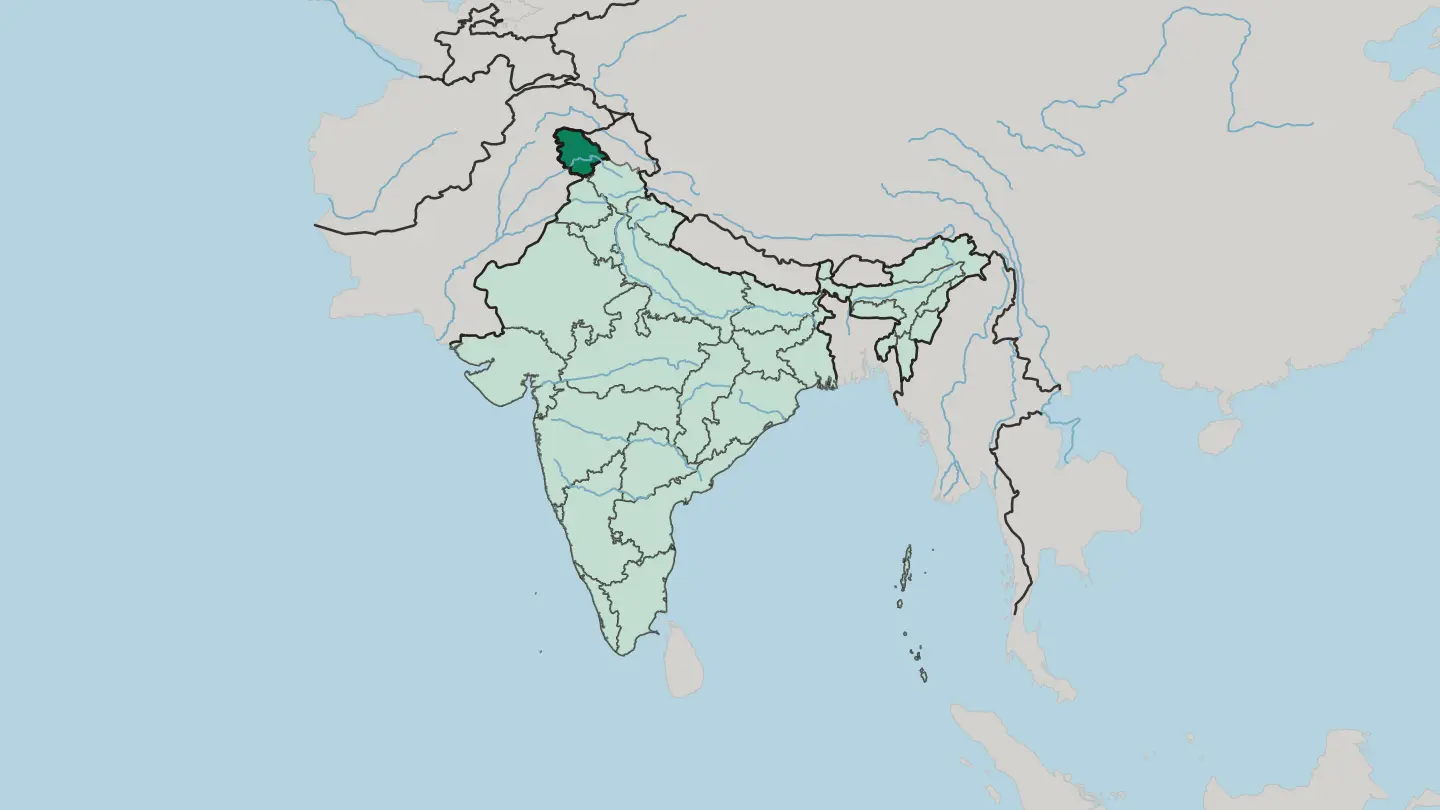 Map of State of Jammu and Kashmīr in India