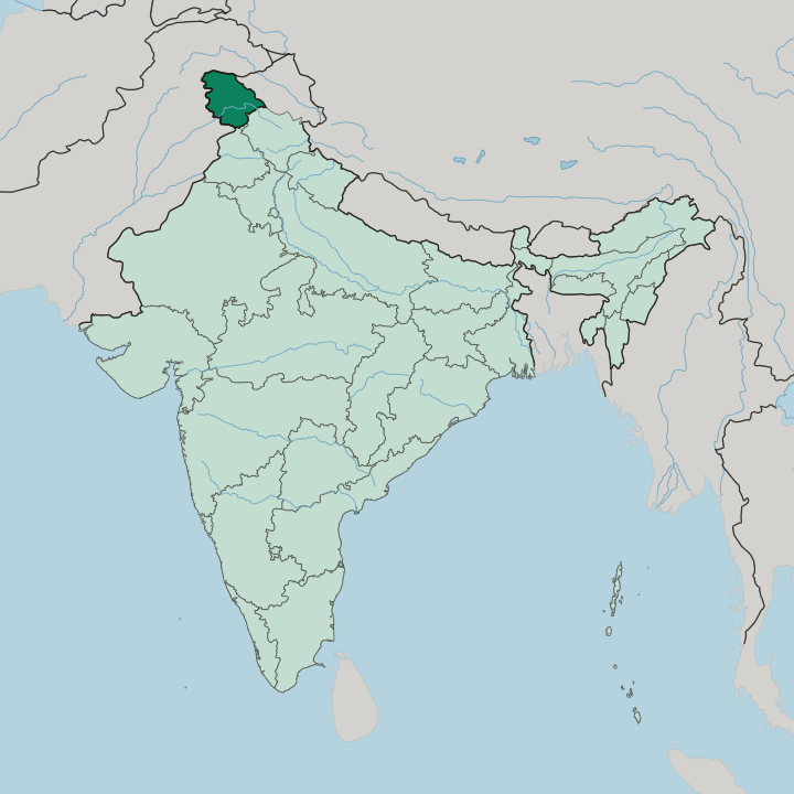 Map showing State of Jammu and Kashmīr — In India