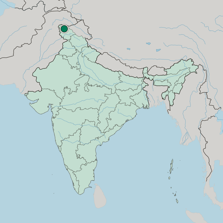 Map showing Srinagar — In India