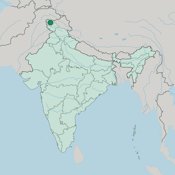 Map showing Srinagar — In India